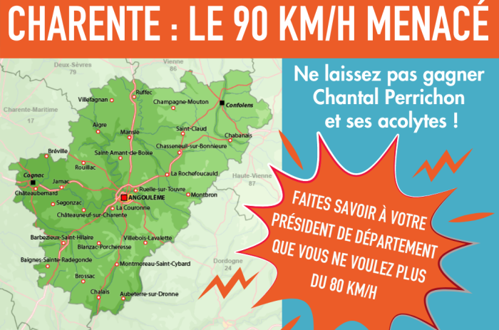 Le 90 km/h menacé en Charente